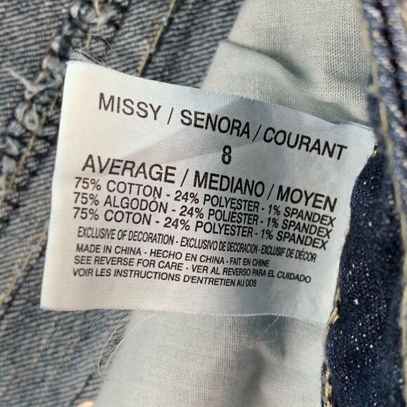 Nine West Jeans Shorts 29 8 Dark Wash Thick Stitch Rhinestones Date Night Fit - Picture 10 of 11